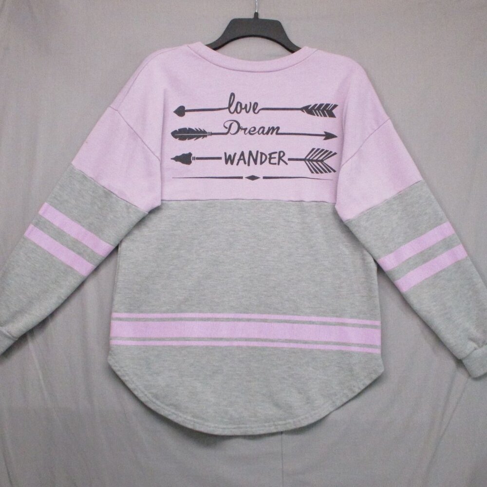 Justify Graphic Print Pocket Sweater Pink & Gray Women Size |‎ L
